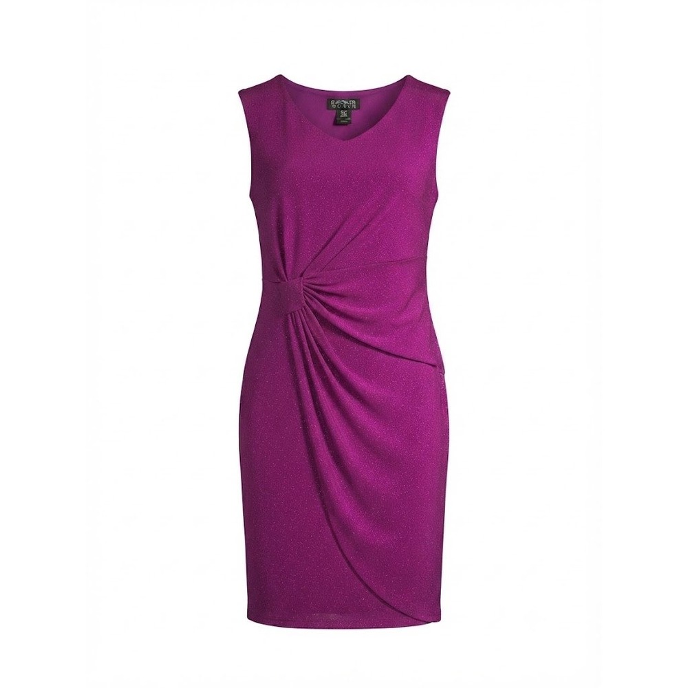 Enfocus Studio Dress Womens 14W Purple Shimmer Sheath Ombre Glitter Cocktail